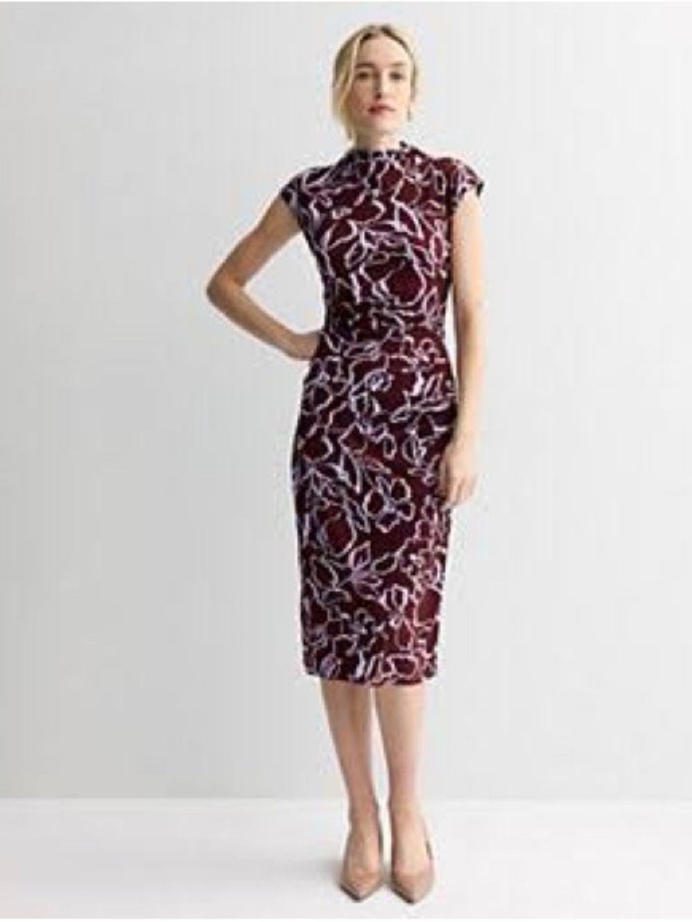 Nine West Floral Mock Neck Dress